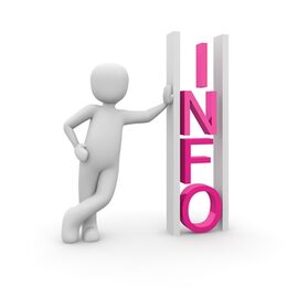 Figur mit Schild Info in Pink